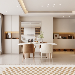 奶油风格餐厅特写