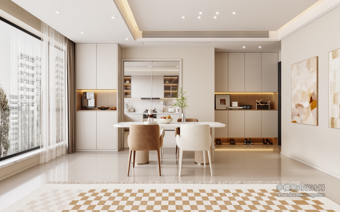 奶油风格餐厅特写