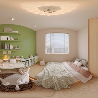 原木风全景儿童房