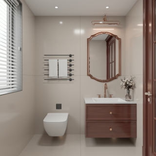 美式二楼次卧室卫生间单张