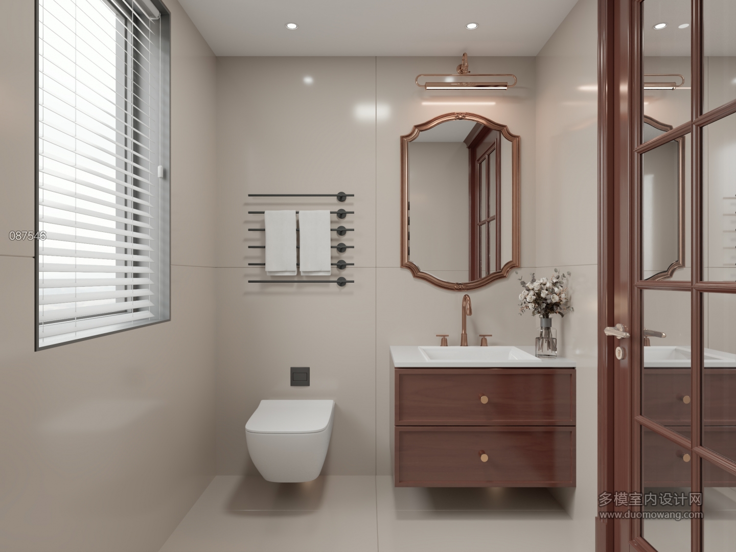 美式二楼次卧室卫生间单张