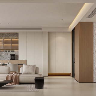 现代奶油沙发背景特写