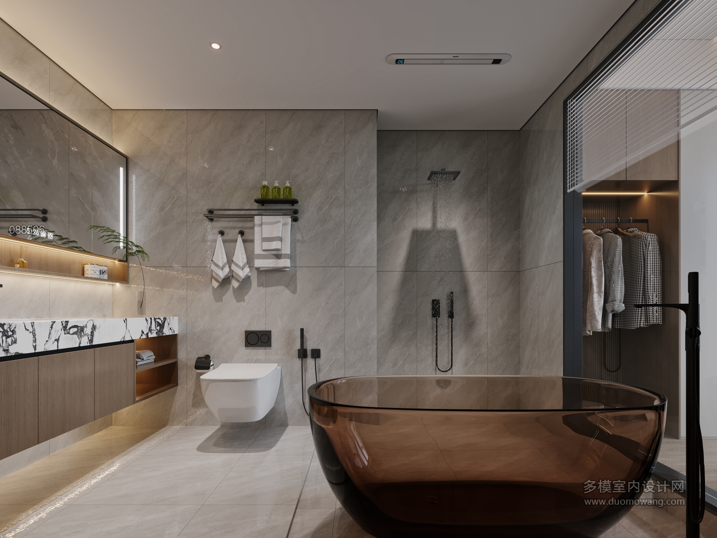 现代主卧室2内卫特写