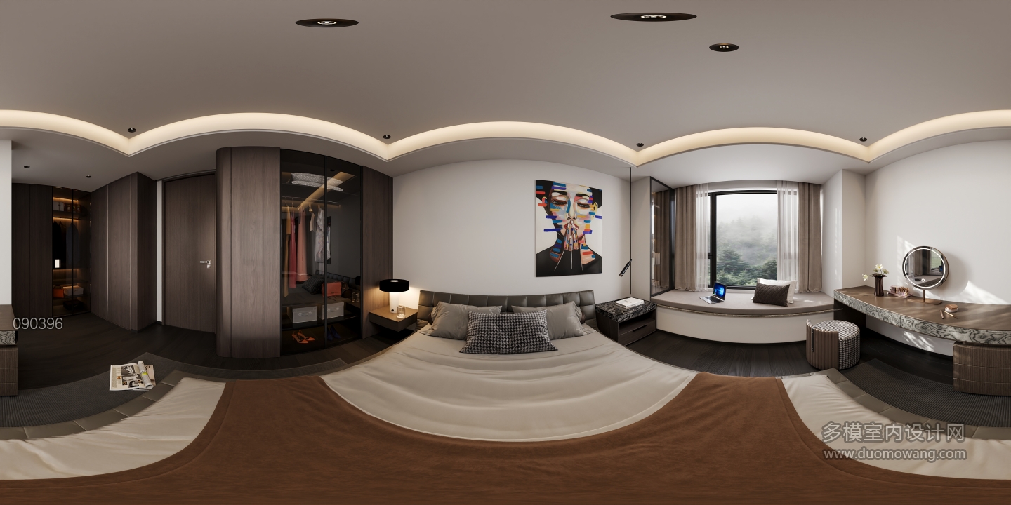现代主卧全景