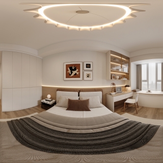 简约原木风次卧全景