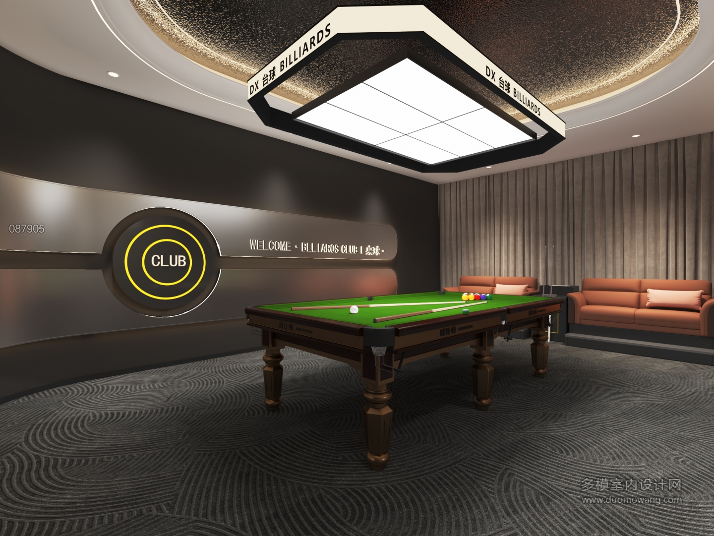 现代台球室单张2