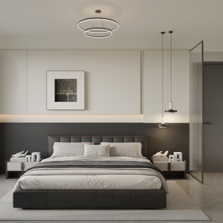 现代 黑白灰 主卧 单张