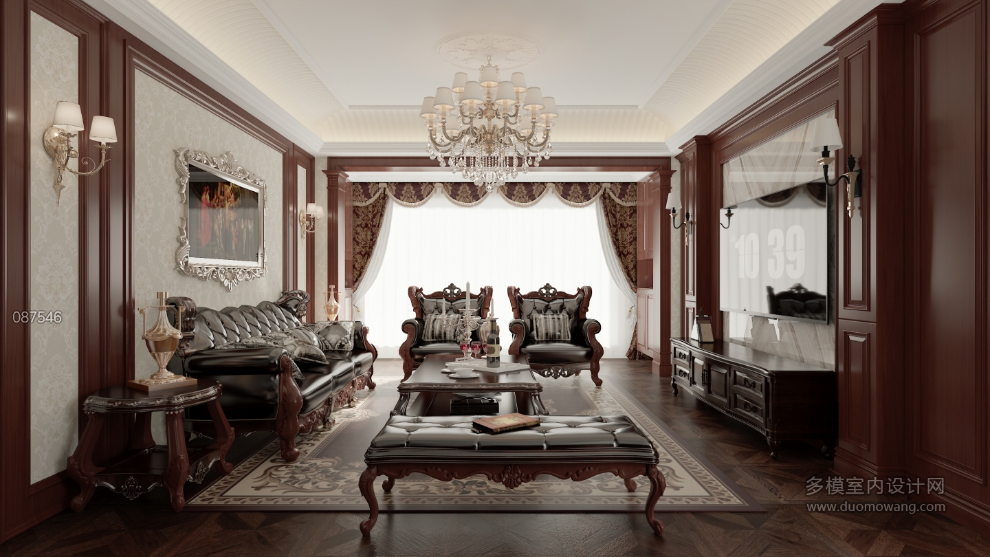 美式一楼客厅单张