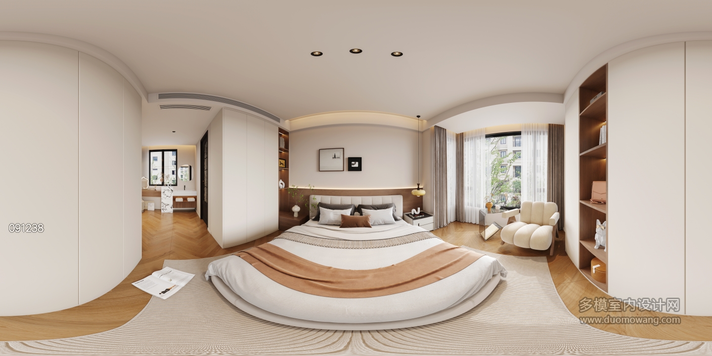 6现代中古风主卧全景