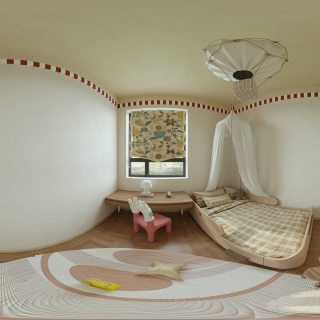 现代 中古风 儿童房 全景