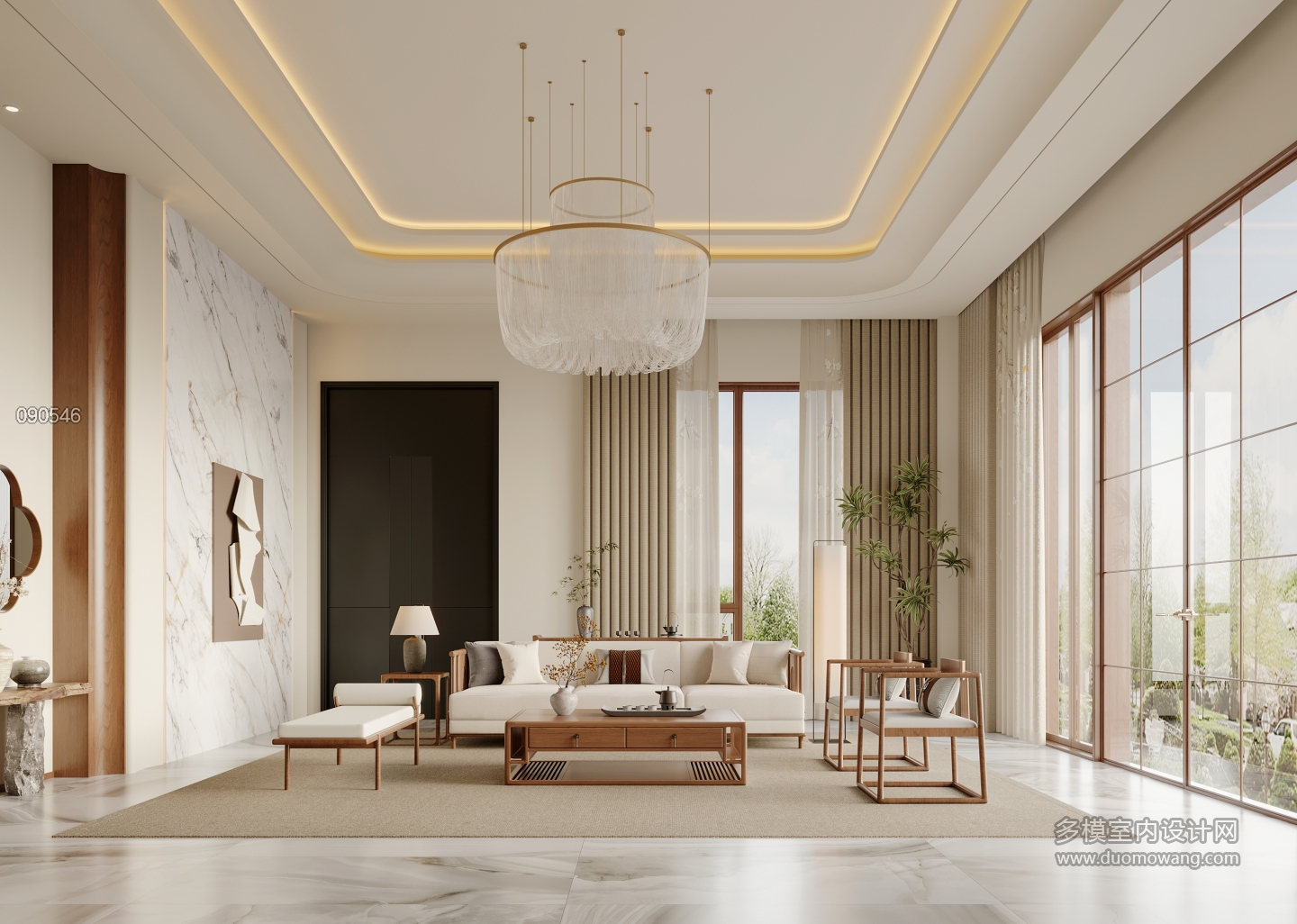 新中式一层沙发墙