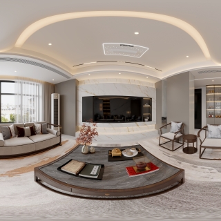 新中式客厅全景