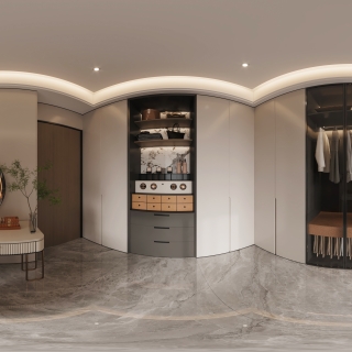 二楼主卧衣帽间全景