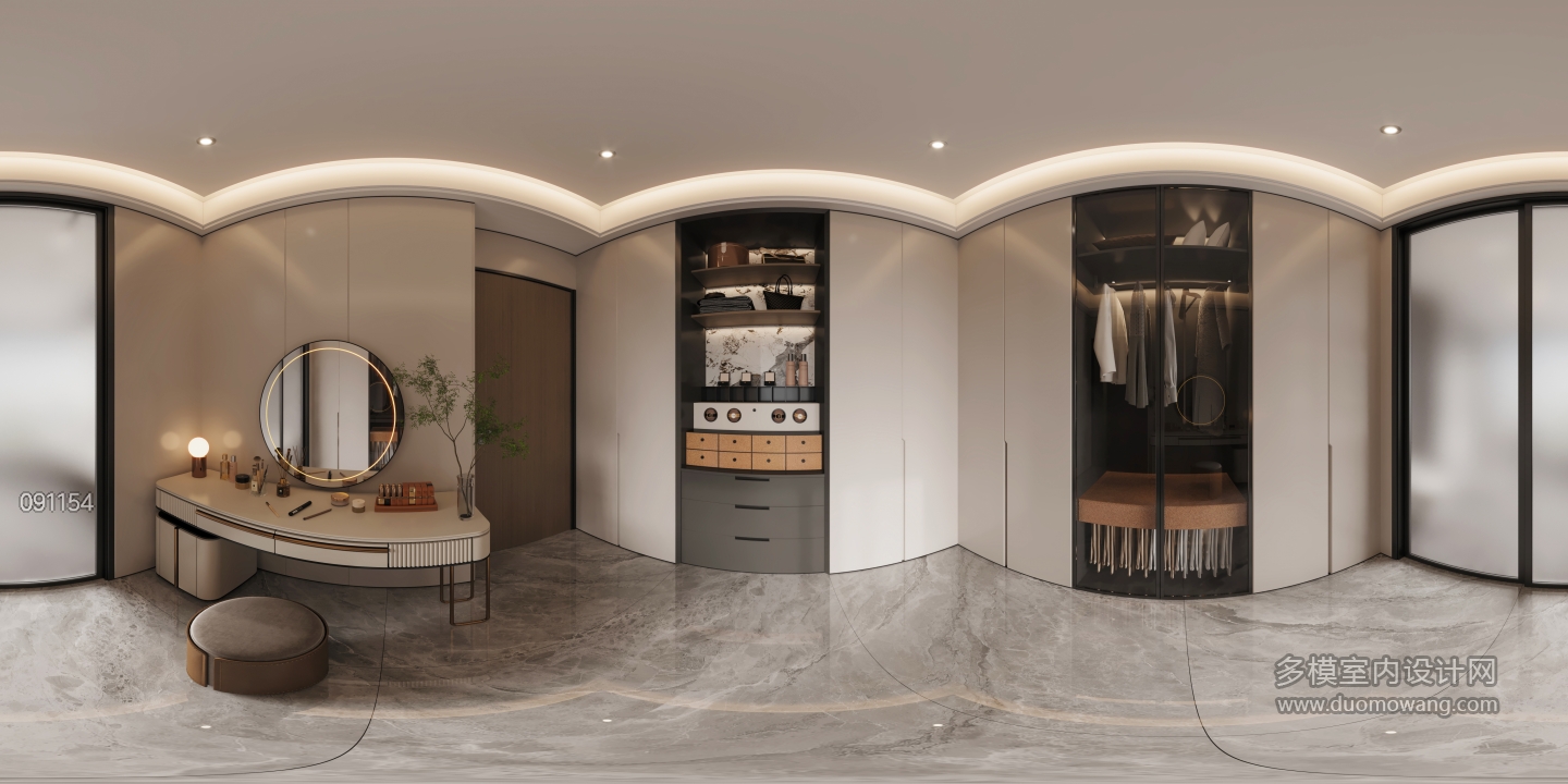 二楼主卧衣帽间全景