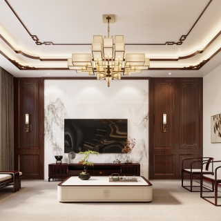 新中式楼上电视墙