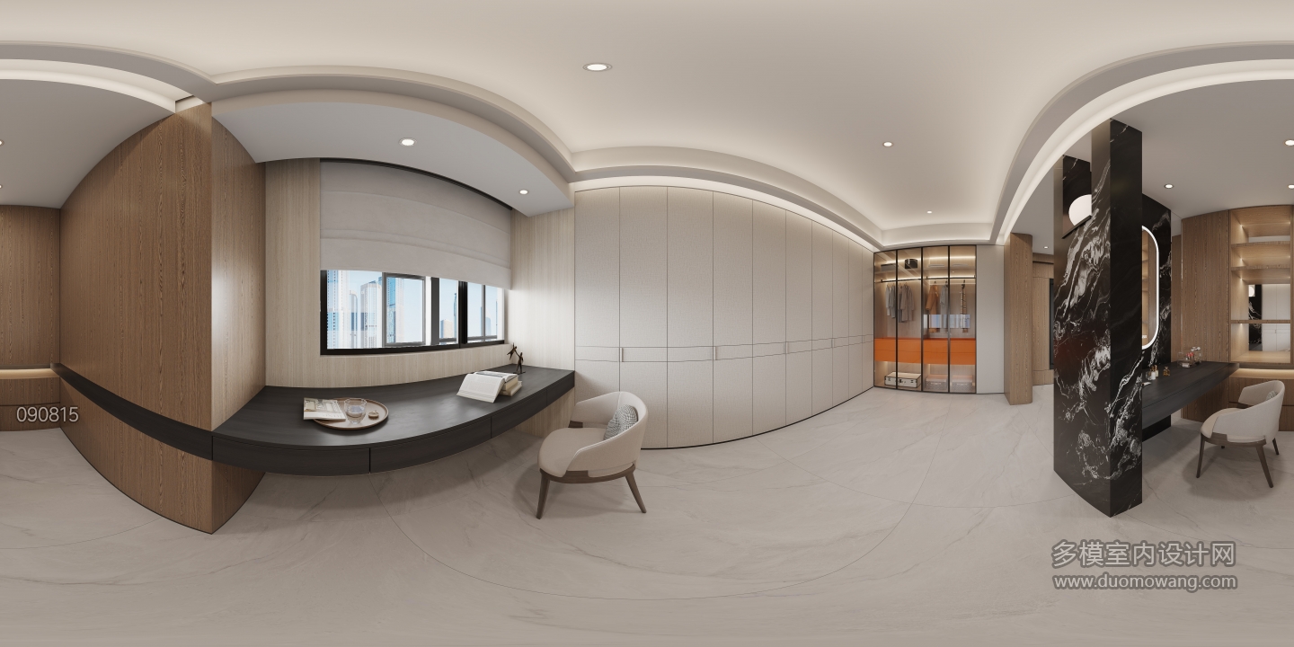 意式主卧衣帽间全景