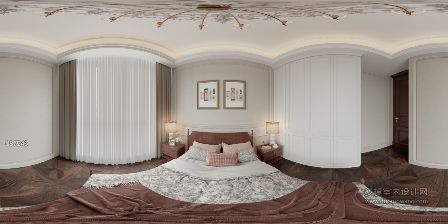 美式二楼次卧室全景