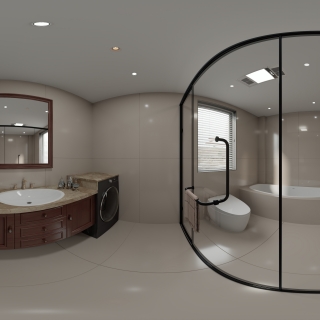 美式二楼主卧卫生间全景