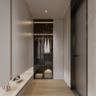 现代主卧衣帽间特写