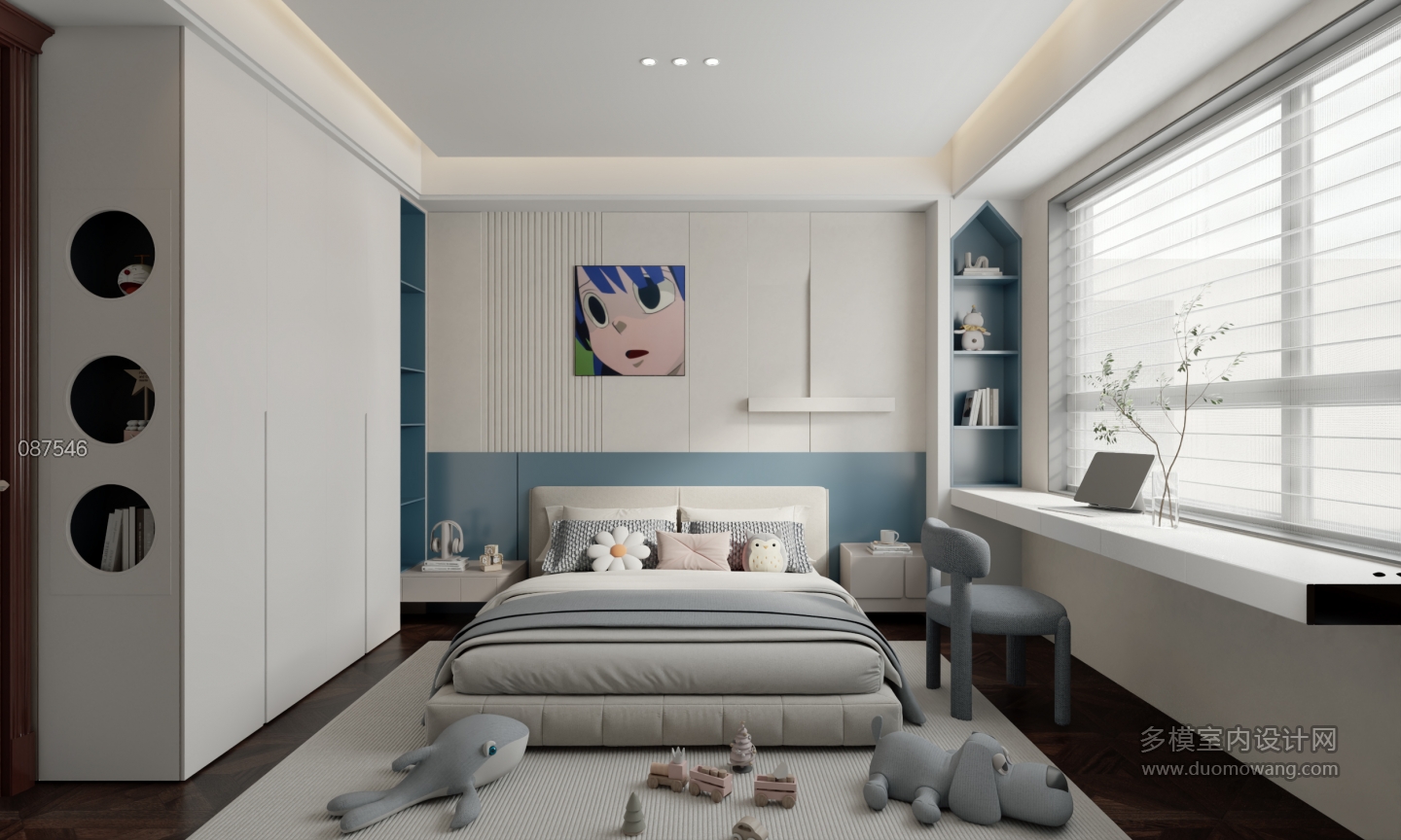 美式二楼儿童房单张