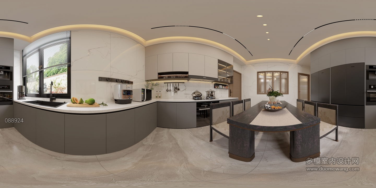 新中式一层厨房360