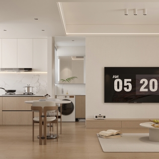 奶油原木电视背景