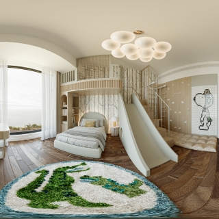 现代男孩房全景