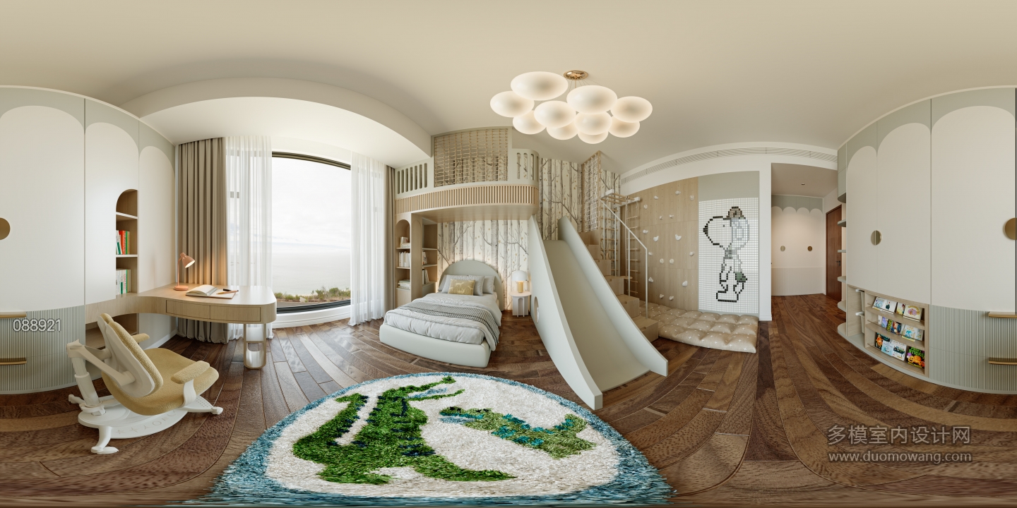 现代男孩房全景