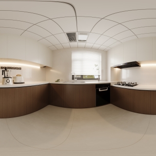 现代中古厨房全景