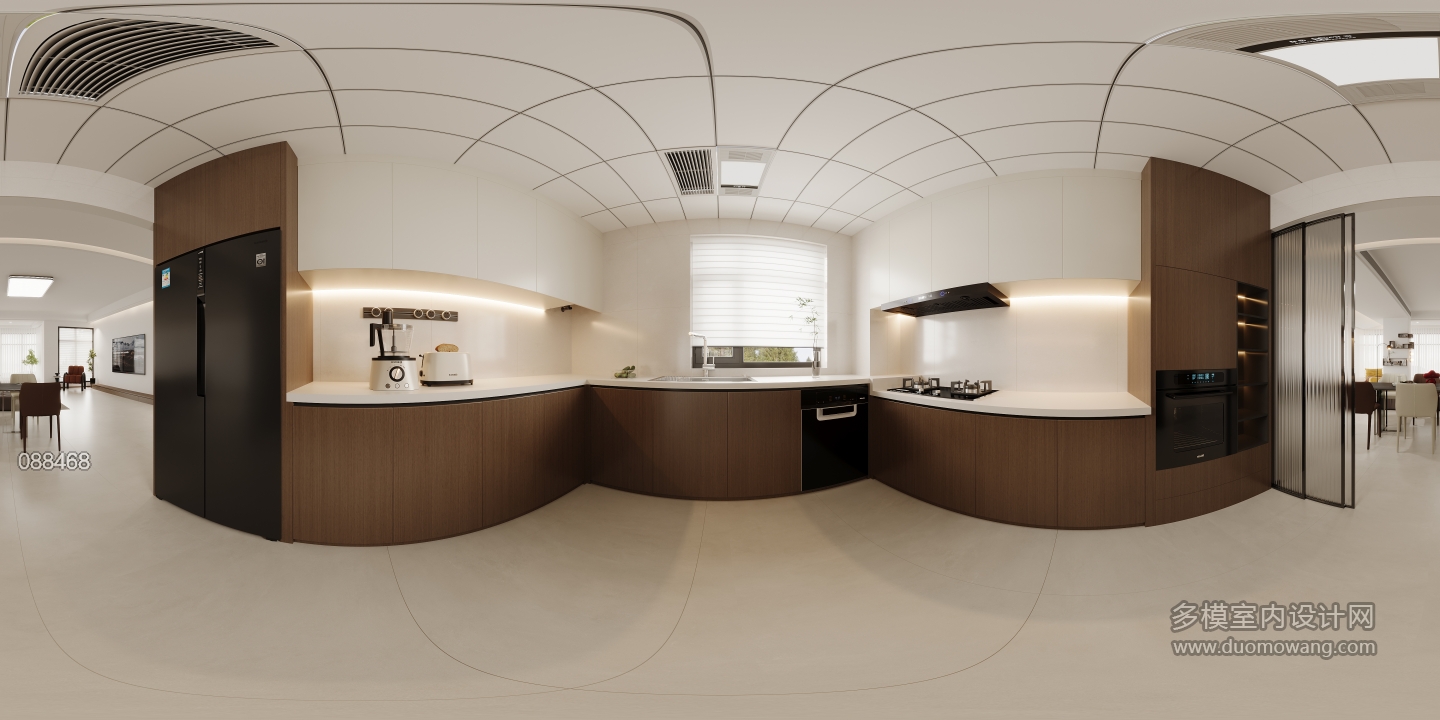 现代中古厨房全景