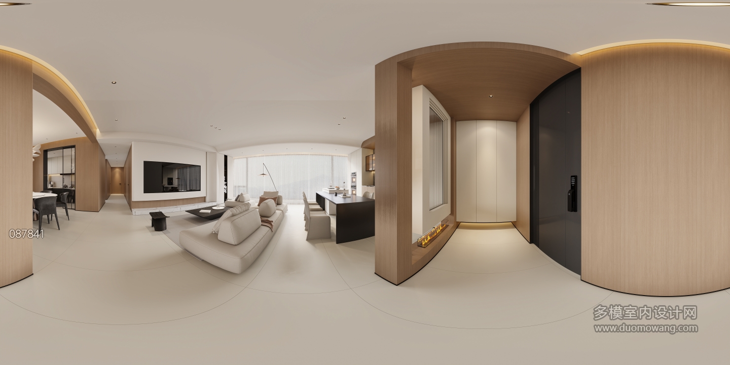 极简奶油餐厅全景