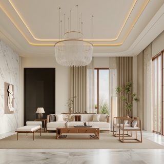 新中式一层沙发墙