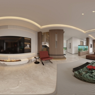 意式轻奢一楼客厅360