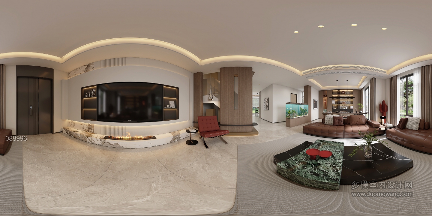 意式轻奢一楼客厅360