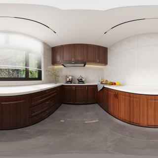 新中式楼下厨房-全景