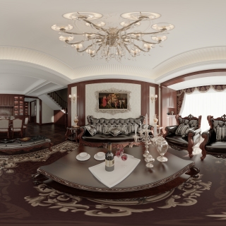 美式一楼客厅全景