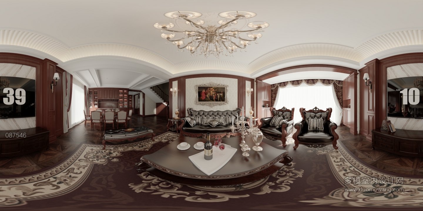 美式一楼客厅全景