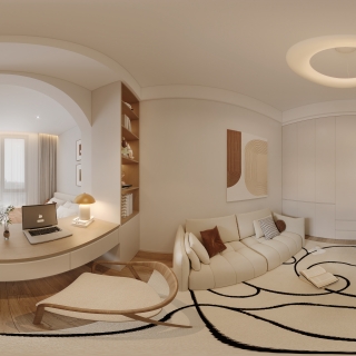 简约原木风女儿房全景