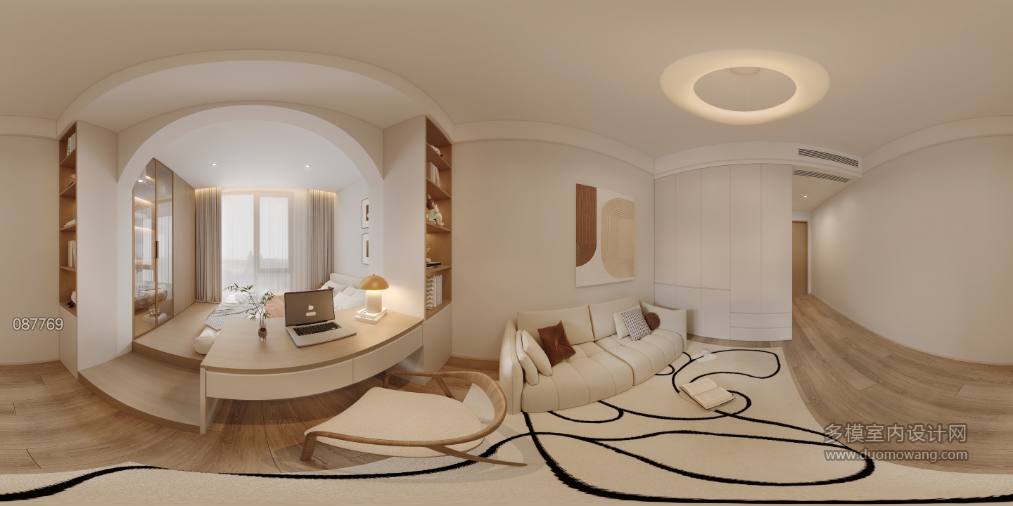 简约原木风女儿房全景