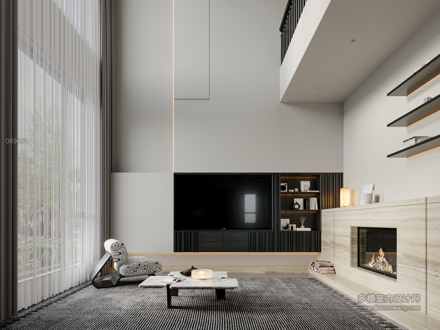 意式极简一层电视墙