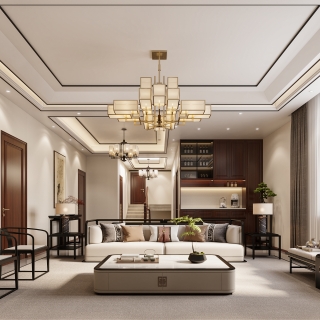 新中式楼上电视墙