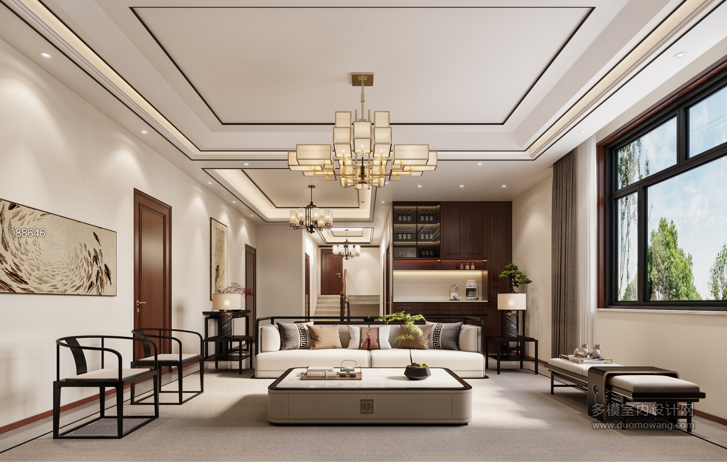 新中式楼上电视墙