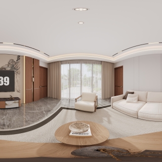 新中式2楼客厅全景