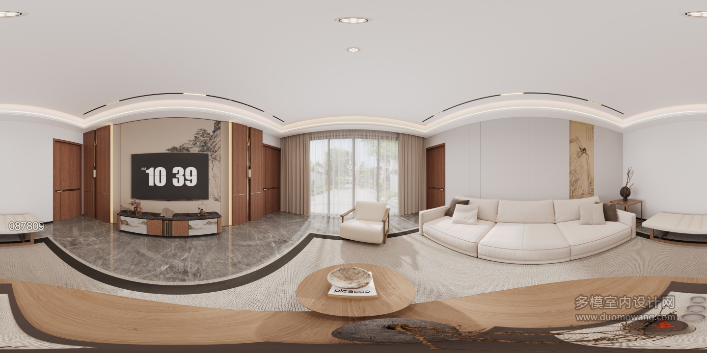 新中式2楼客厅全景