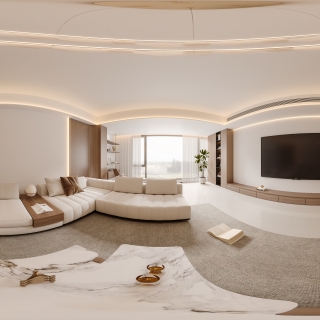 简约原木风客厅全景