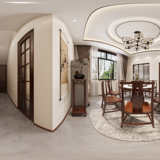 新中式楼下餐厅-全景