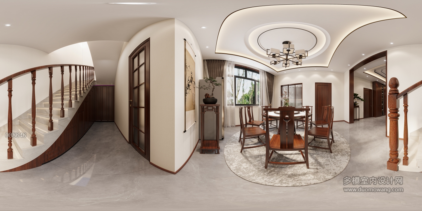 新中式楼下餐厅-全景