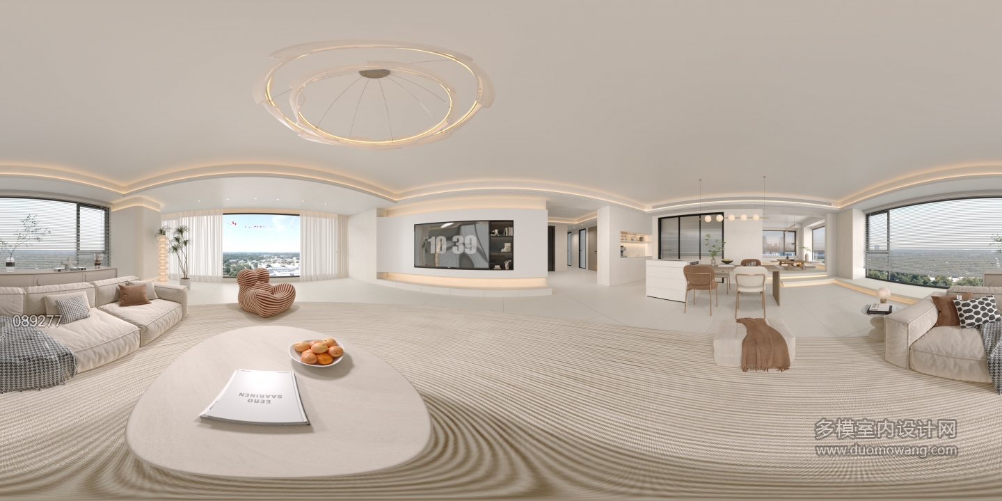 奶油风客厅全景