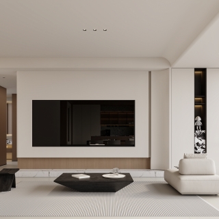 极简奶油电视背景特写