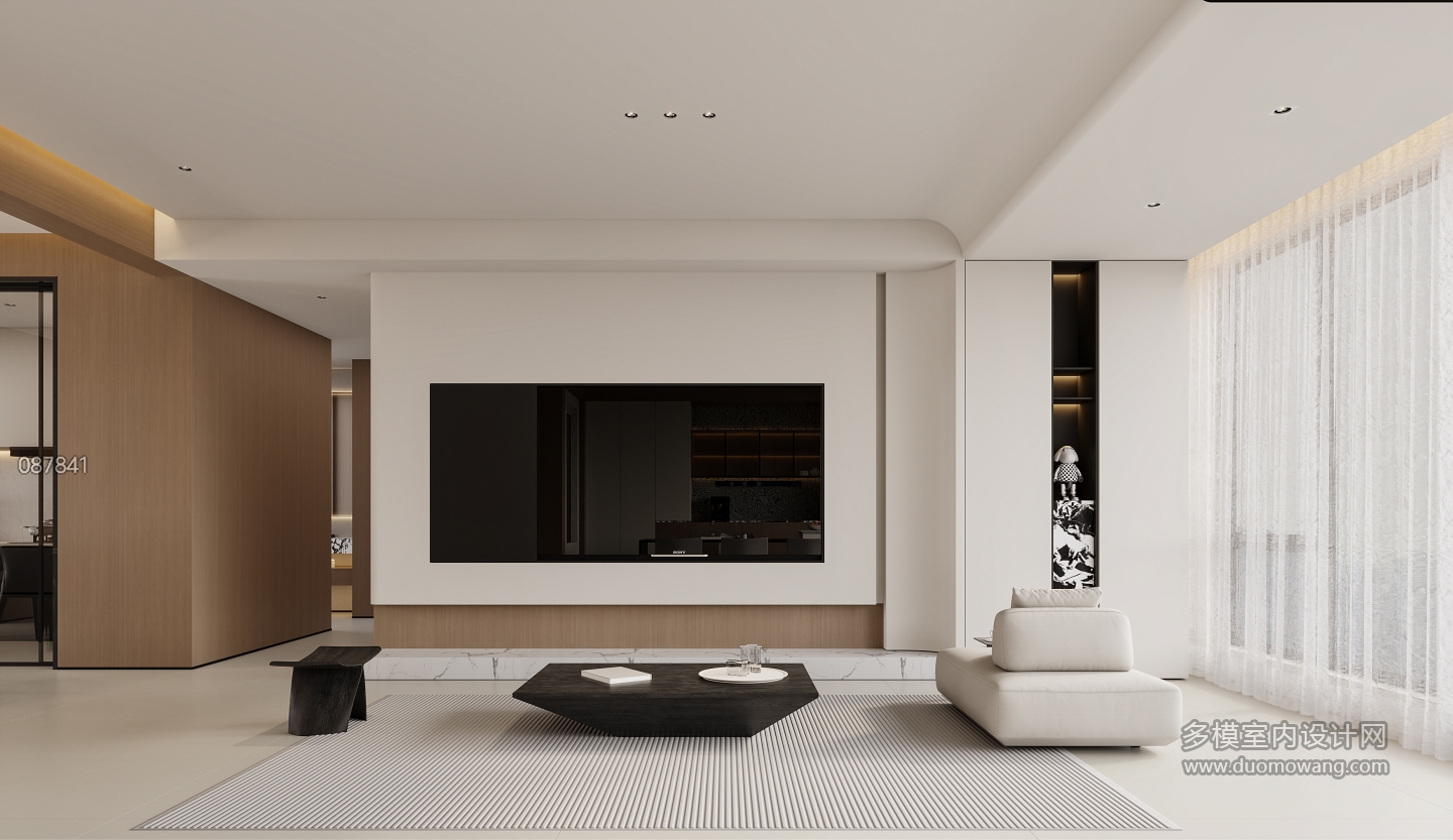 极简奶油电视背景特写